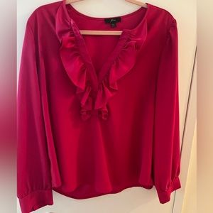 Jcrew hot pink blouse with ruffles